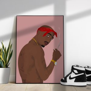 Poster encadré 2pac rap us illustration affiche murale Tupac